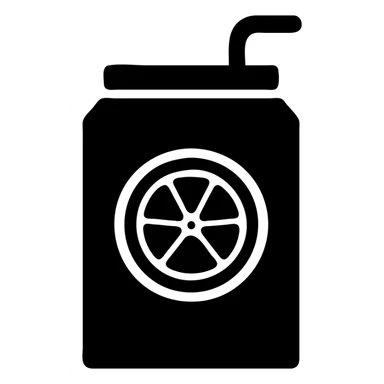 minimal orange juice box with a slice of orange on the front, flat icon style sticker