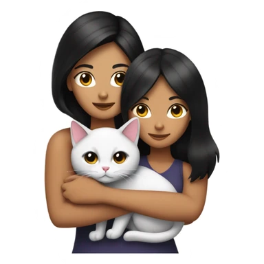 Tanned woman with black hair hugging a black and white cat  sticker