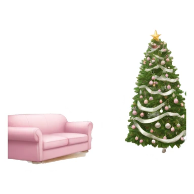 pink room with white christmas tree  sticker