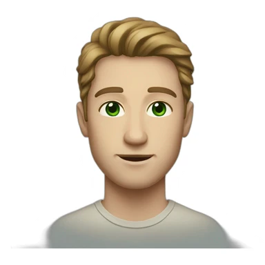 White man with dark green eyes, with long way brown hair sticker