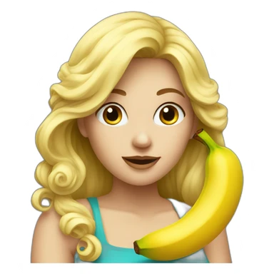 a blonde curvy woman eating banana sticker