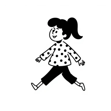 a girl in a hand-drawn doodle style, playful and sketchy sticker