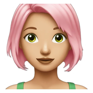 Young beautiful lady with pink hair and green eyes  sticker