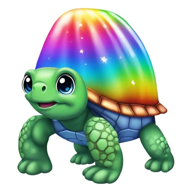 Lisa Frank, rainbow turtle with star on shell ￼ sticker