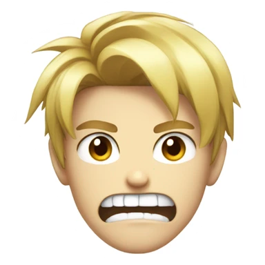 anime boy with angry face and angry teeth sticker
