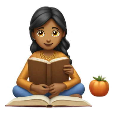 Indian girl reading book  sticker
