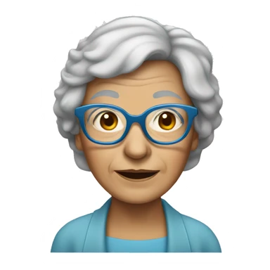 old lady with blue square glasses and grey bob  sticker