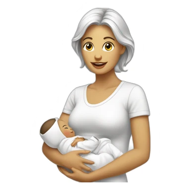 Femme blanche et son bébé dans les bras sticker