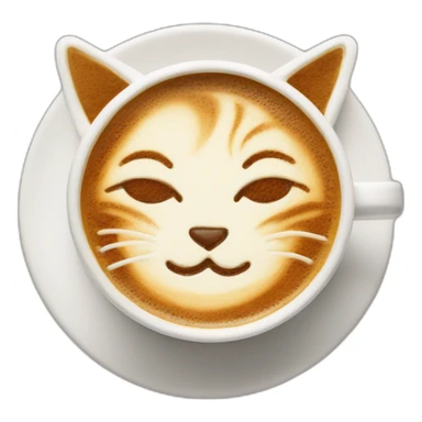 coffee cup latte art of cat face sticker