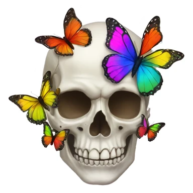 Skull rainbow butterflies sticker