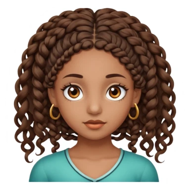 girl with thin braids with curls and brown eyes, brown skin, eyelashes, siren eyes sticker