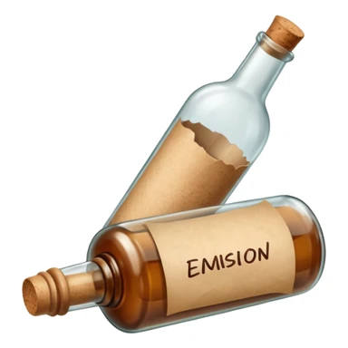 glass bottle with a paper message inside sticker