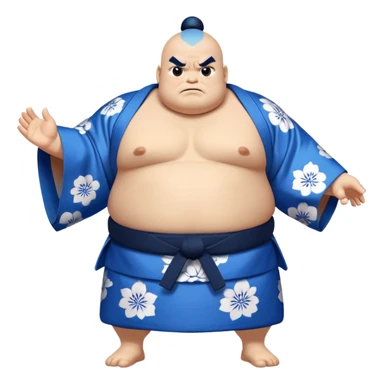 Jinbe blue fishman with kimono and sumo stance sticker