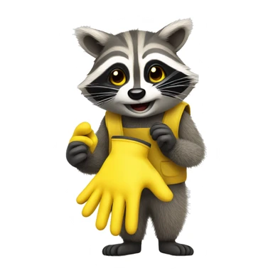 raccoon in yellow rubber gloves sticker