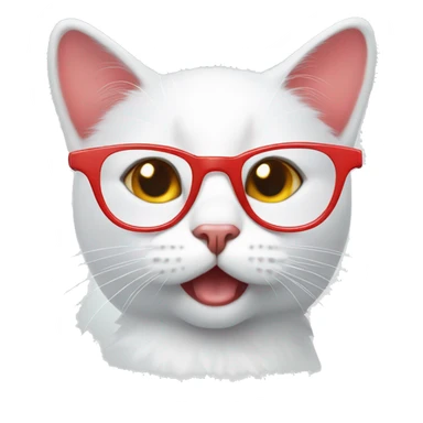 white cat with red spots wearing glasses sticker