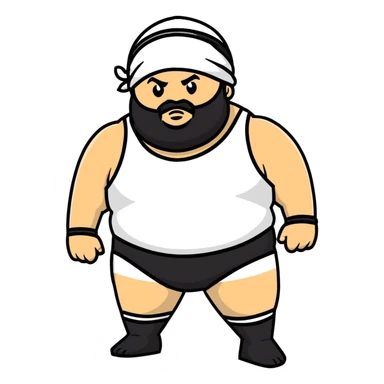 White skin fat guy with black durag and black beard in wrestling singlet sticker