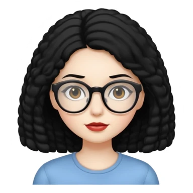 Pale girl with big black hair and glasses  sticker