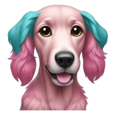 pink and teal dog sticker