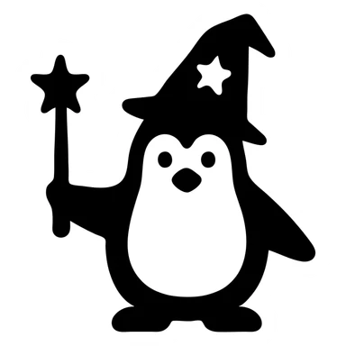 A penguin wizard sticker