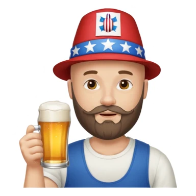Bald man with beard celebrating the Fourth of July sticker