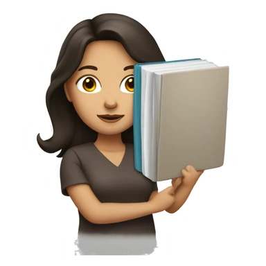 Brunette woman holding book sticker