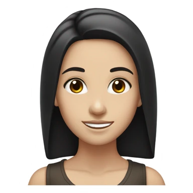 White girl with hair Black and Dark brow eyes smiling sticker