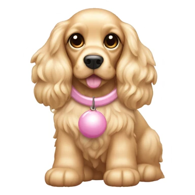 Blond cocker spaniel wearing two light pink sleighbell sticker