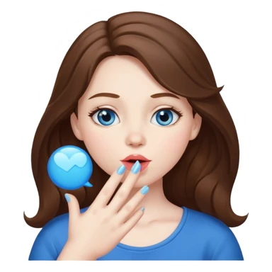 Big brown haired girl with pale skin and blue eyes blowing kiss sticker