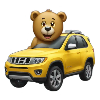 bear at car wash station like a clown sticker