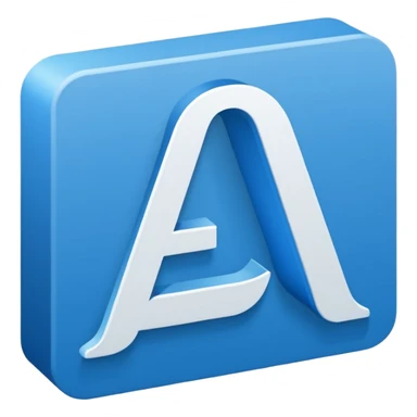 The image is a blue icon with the letter "A" in the center. The letter is in a bold, sans-serif font and is slightly tilted to the right. Below the letter, there is a smaller text that reads "10.9". The background is white and the icon is simple and minimalistic. sticker