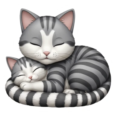 dark grey and white small cat with its eyes closed lying down leaning on its elbow with its paw curled under its head holding it up sticker