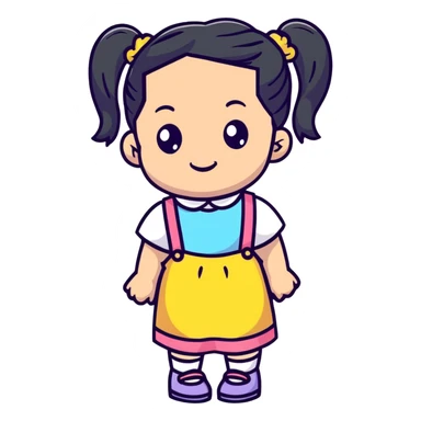 cute cartoon girl with pigtails sticker