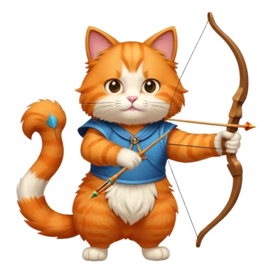 orange cat doing archery  sticker
