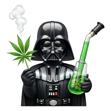 darth vader with a weed bong attached to his mask sticker
