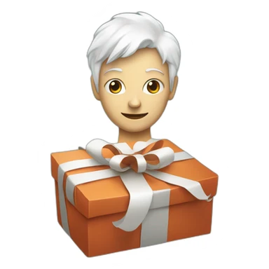 A white person with the head of the solana cryptocurrency logo offering a gift sticker