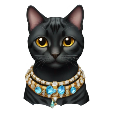Black bengal cat with jewel collar sticker