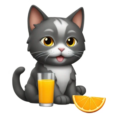 Cat with a Orange juice sticker