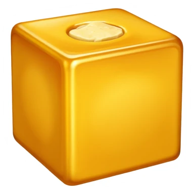single bouillon cube, hyper-realistic, golden, slightly crumbly, 3D, soft lighting, transparent background, no text or extra elements sticker