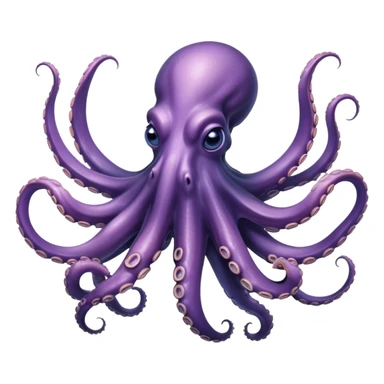 Cinematic Noble Octopus Portrait Emoji, Poised and enigmatic, with a fluid, amorphous body of iridescent, softly tinted skin and eight gracefully undulating arms adorned with delicate suckers, deep, observant eyes reflecting the mysteries of the deep, Simplified yet sharp and sophisticated features, highly detailed, glowing with a soft, oceanic luminescence, high shine, intelligent and mysterious, stylized with an air of deep-sea elegance, focused and fluid, soft glowing outline, capturing the essence of a watchful marine guardian that appears ready to drift out of the screen with effortless authority! sticker