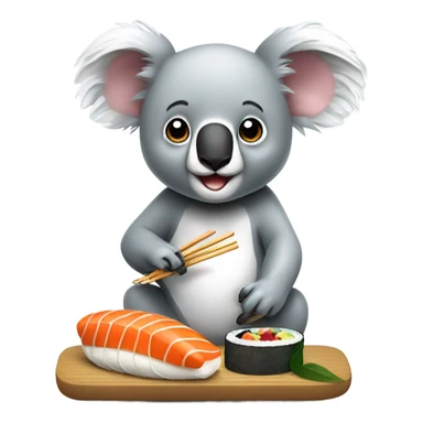 Cute koala eating a piece of sushi sticker