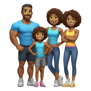 happy muscular family sticker