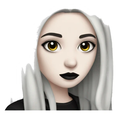 pale skin goth girl black hair sticker