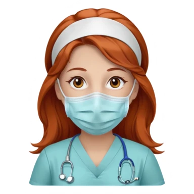 nurse with long brown/red hair with brown eyes sticker