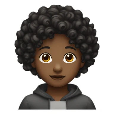 A young black child with small black hair that is curly and a gradient sticker
