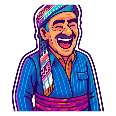 Create a cartoon sticker with a laughing expression in the style of Flux Kontext Pro, with a transparent background. The style is vibrant and pop colors icons with a cartoonish, colorful, and lively look. sticker