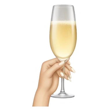 white woman hand with beige nails holding champagne glass sticker