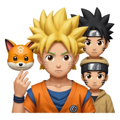 fais goku avec un melange de naruto et de 2 pkemon de ton choi aussi  sticker