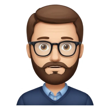 man with beard and glasses, neutral expression sticker