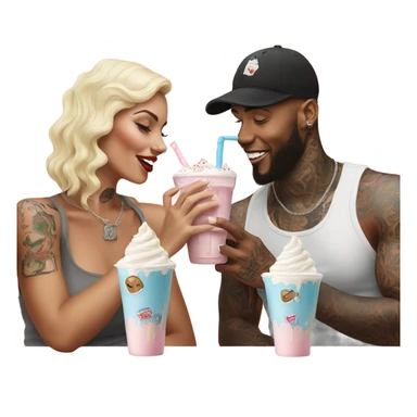 Photo model tattooed couple drinking milkshakes sticker