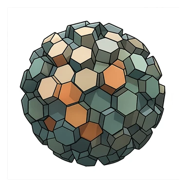 a sphere made of polygons, transparent wireframe, the hexagons are extruded to random heights all over the surface of the sphere, high degree of randomness sticker